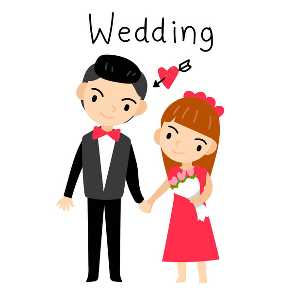 wedding couple vector design, happy wedding vector design - Vector, Image