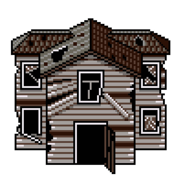 Pixel arte antigua casa abandonada detallado vector aislado
 - Vector, Imagen