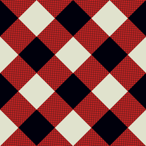 Клетчатый рисунок проверки в красном, черном и белом. Бесшовная текстура ткани. eps 10
 - Вектор,изображение