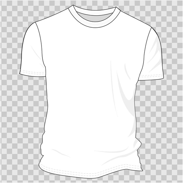 white blank t-shirt clothing design. New sport unisex textile form with u-neck collar for man and woman. Advertising or ads template on cloth - Vector, afbeelding
