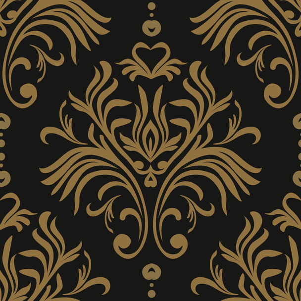 Vintage seamless pattern. Floral ornate wallpaper. Dark vector damask background with decorative ornaments and flowers in Baroque style. Luxury endless texture.interior, wallpaper, pattern, seamless - Vektor, obrázek