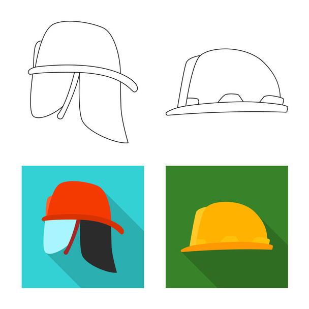 Vector illustration of headgear and cap logo. Collection of headgear and accessory stock vector illustration. - Vector, afbeelding