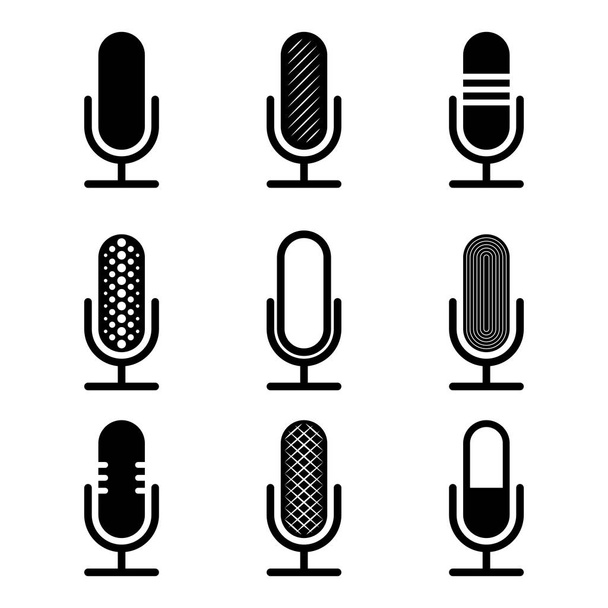 Zwarte microfoons set - Vector, afbeelding
