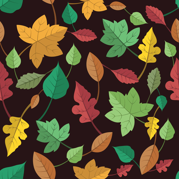 Seamless pattern of lovely colorful autumn leaves - Vektor, obrázek