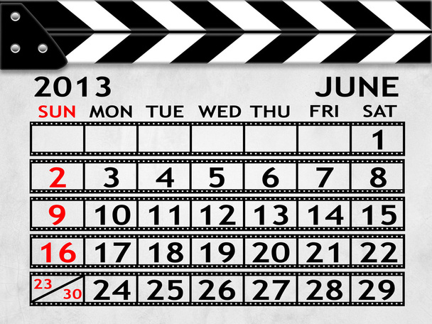 Takvim Haziran 2013, clapper kurulu veya slate stili - Fotoğraf, Görsel
