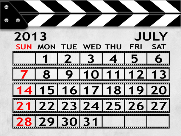Calendar July 2013, Clapper board or slate style - Photo, Image