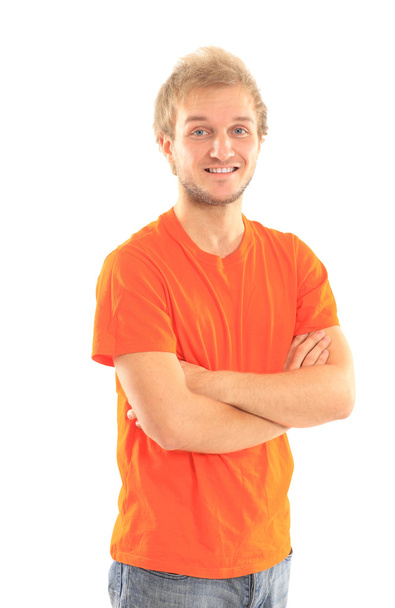 Happy male student smiling - isolated over a white background - Foto, immagini
