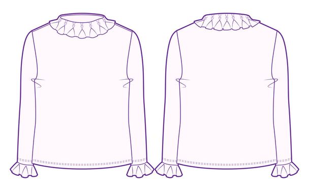 Vista frontal e traseira da camisola roll-neck
 - Vetor, Imagem