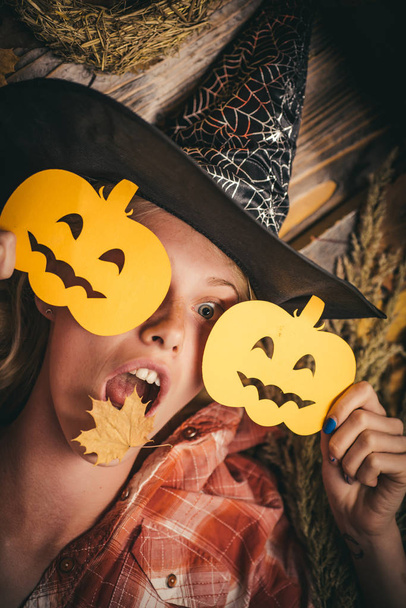 31 october. Happy halloween. Happy Halloween Stickers. Halloween decoration and scary concept. Trick or treat. Halloween dresses and witch costumes and witch hats. Sexy woman. - Foto, immagini
