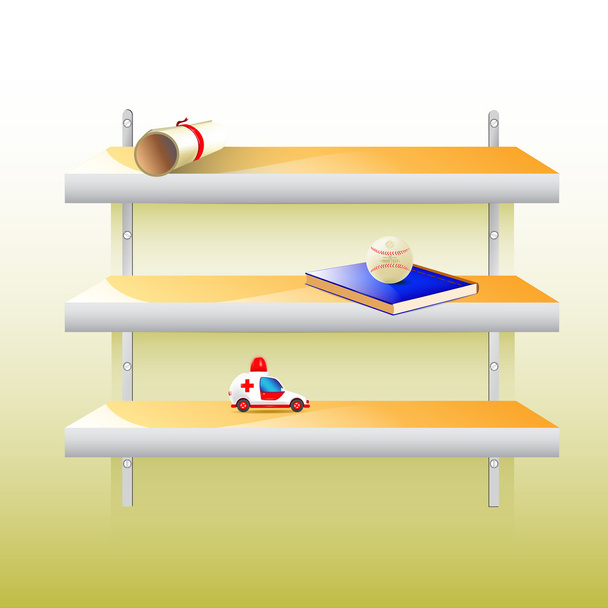 Vector stylish modern shelf with different things on it - Vector, Image