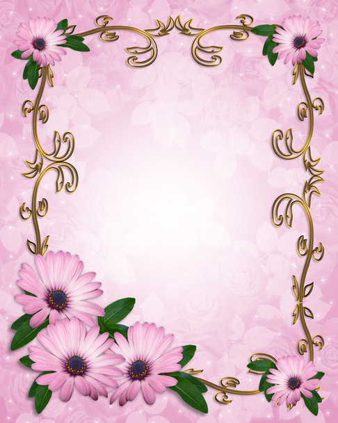 Daisy Border wedding invitation lavender - Foto, afbeelding