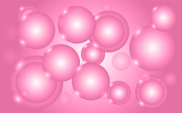 Absztrakt textúra sima háromdimenziós labdák rózsaszín körök sima szokatlan szép ragyogó fény levegő buborékok tojás. A háttérben. Vektoros illusztráció - Vektor, kép