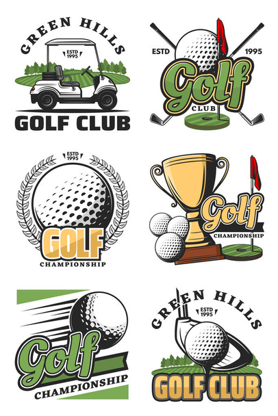 Golf peli ja urheilu seuran kuvakkeet
 - Vektori, kuva
