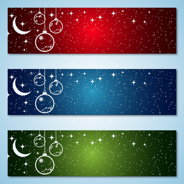 Christmas and New Year horizontal colorful vector banners collection - Вектор,изображение