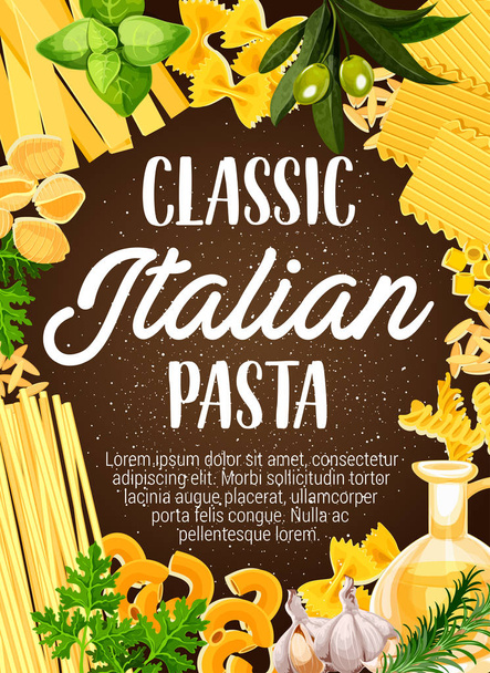 Olasz makaróni és spagetti tészta keret - Vektor, kép