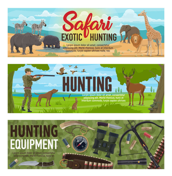 Afrikanische Safari und Waldjagdsport - Vektor, Bild