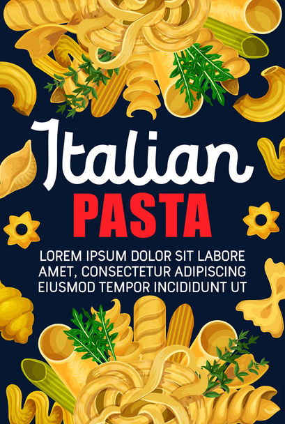 Ιταλικά ζυμαρικά, μακαρόνια και σπαγγέτι τροφίμων - Διάνυσμα, εικόνα