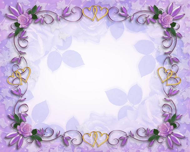 Wedding invitation border Lavender roses - Foto, Imagem