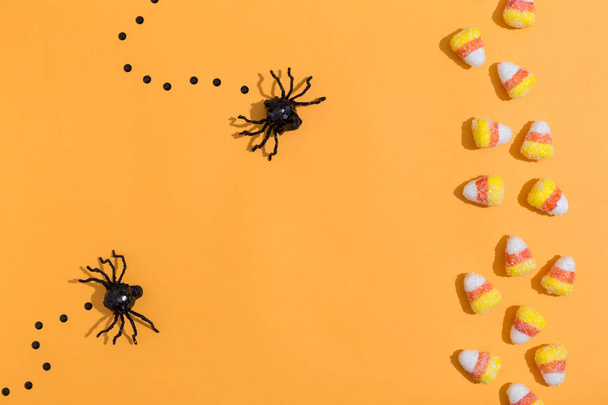 Halloween spiders overhead view - Фото, изображение
