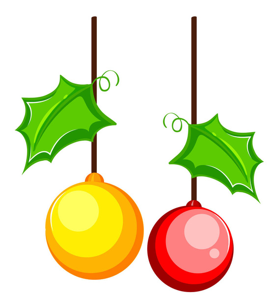 Két karácsonyfa díszek illusztráció - Vektor, kép
