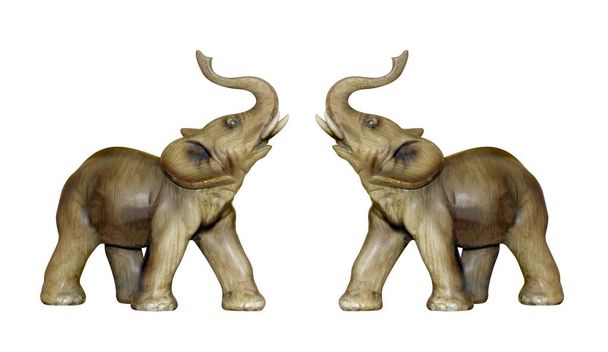 Statue of two elephants, Elephant sculpture on white background - Photo, Image