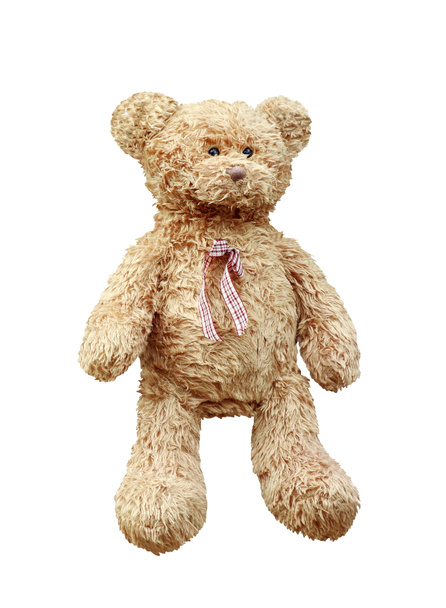 Beyaz arka plan üzerinde izole oyuncak ayı oyuncak ayı brown, bez bebek - Fotoğraf, Görsel