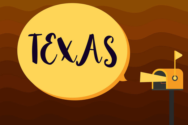 Señal de texto que muestra Texas. Foto conceptual basada en la palabra caddo taysha que significa amigos y se encuentra en nosotros
 - Foto, imagen