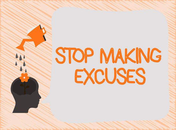 Sinal de texto mostrando Stop Making Excuses. Foto conceitual Cesse de justificar sua inação Quebre o hábito
 - Foto, Imagem
