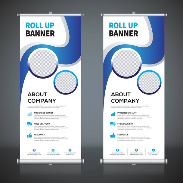 Roll up banner design template, vertical, abstract background, pull up design, modern x-banner, rectangle size.  - Vector, Image