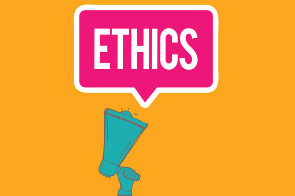 Uwaga: pisanie Wyświetlono etyki. Biznesowe zdjęcie prezentujący zasad moralnych, które regulują zachowanie osoby lub prowadzenia działalności - Zdjęcie, obraz