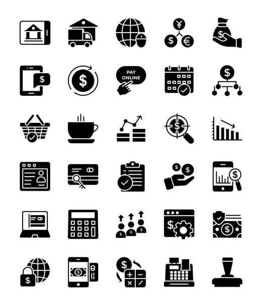 Conjunto de iconos de glifos de banca digital
  - Vector, Imagen