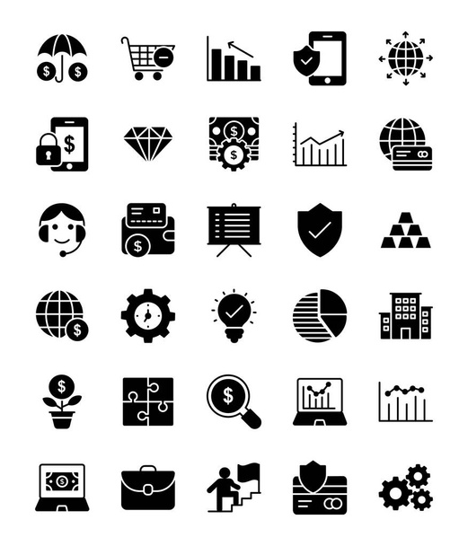Online platby glyf ikony Pack  - Vektor, obrázek