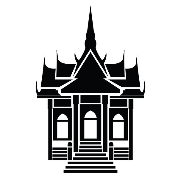 Pagoda ve Tapınağı siluet siyah simgesi - Vektör, Görsel