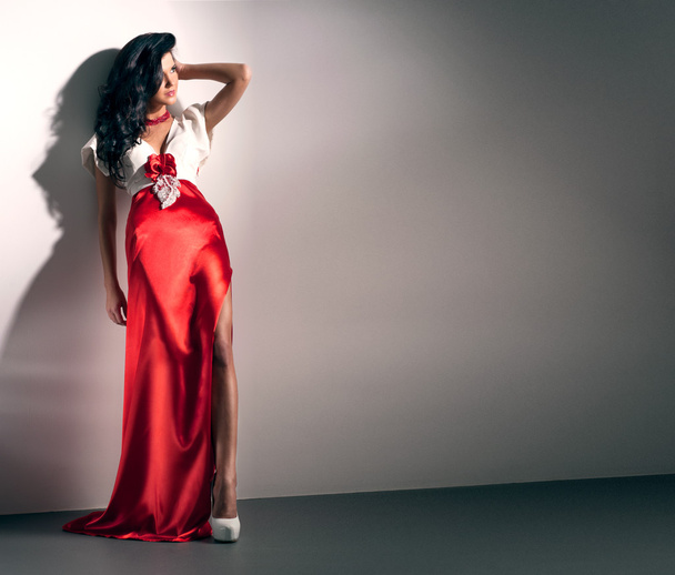 beautiful girl in a red dress - Valokuva, kuva