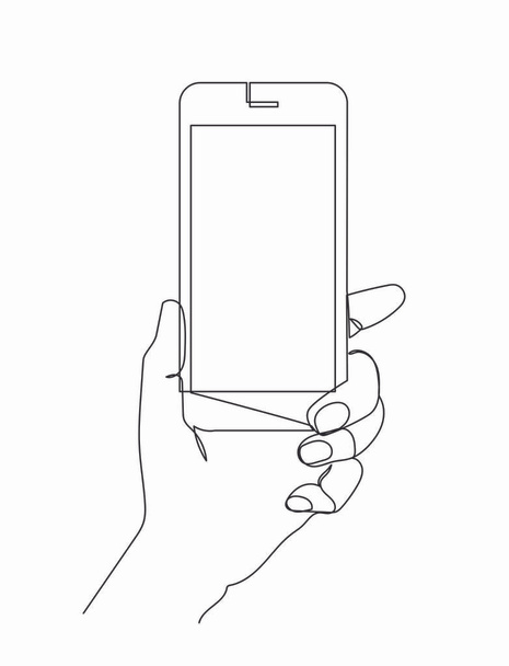 рука держит телефон изолирован на белом
 - Вектор,изображение