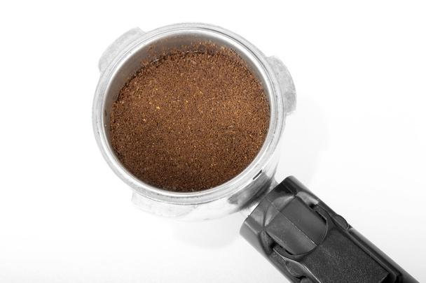 espresso handle with coffee powder - Foto, Bild