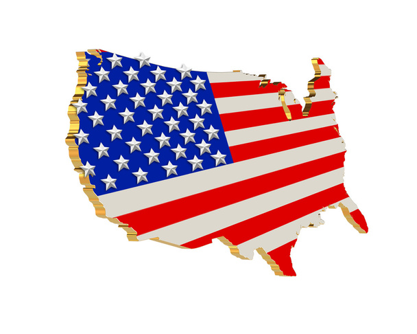 ABD vatansever yıldızlar ve çizgiler 3d harita - Fotoğraf, Görsel