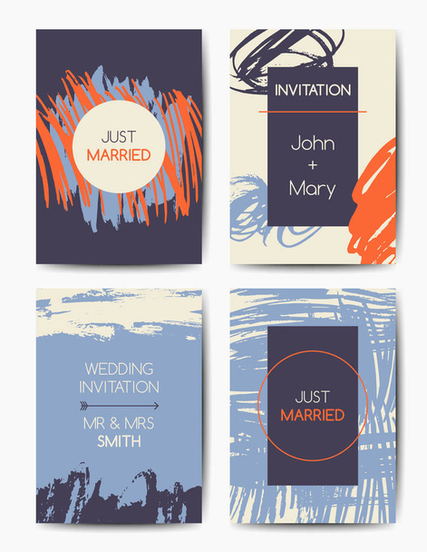 Vector wedding invitation grunge templates in color - Wektor, obraz