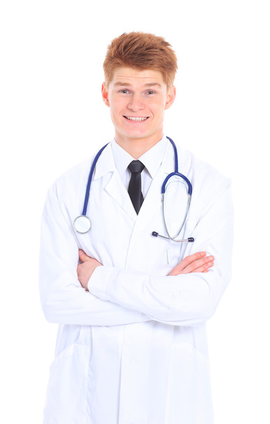 Nice young doctor with a stethoscope. - Zdjęcie, obraz
