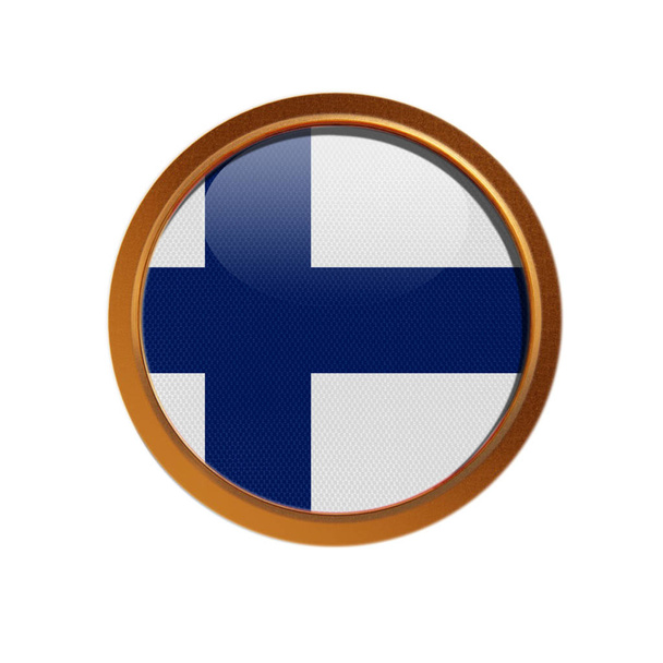 Finland flag in the golden frame isolated on the white background - Photo, Image