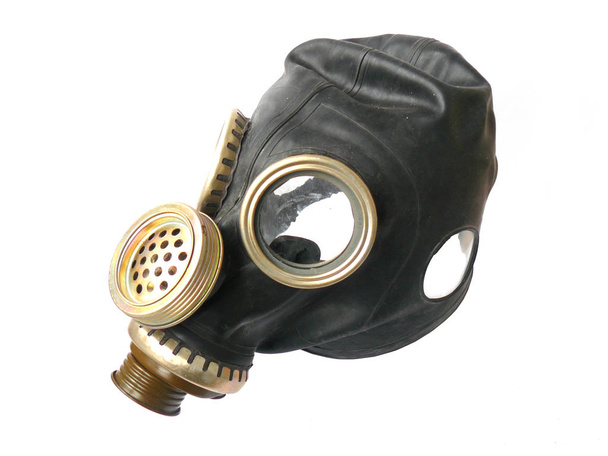 Gas mask, militair masker, oude masker, beschermende masker, grijs gas mask, Black gas mask, beige gas mask, witte achtergrond, close-up, Sovjet-leger, Sovjet-vintage, USSR, Sovjet antiek, kop Stock afbeelding, Nostalgishop  - Foto, afbeelding