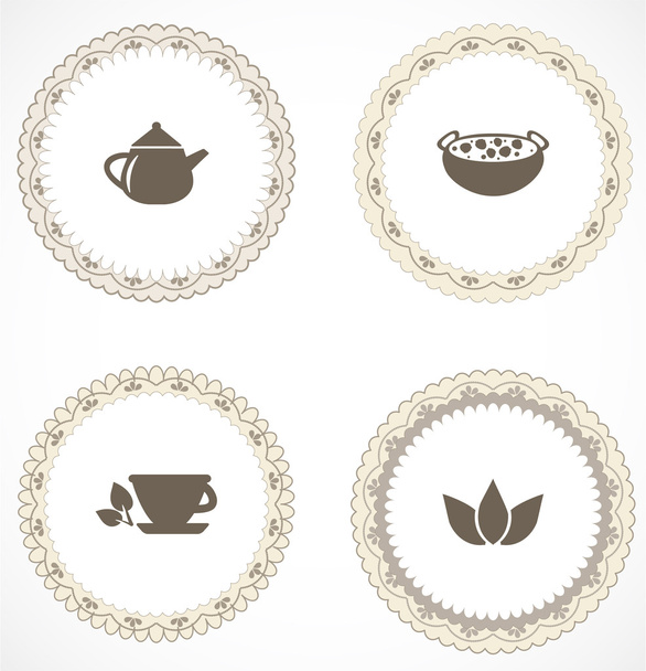 Vintage labels with icons - Vector, afbeelding