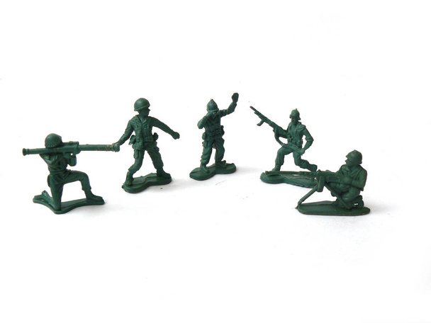 Toy soldiers, Soldiers, set soldiers, Plastic soldiers, Model soldiers, Green soldiers, Vintage soldiers, Army, Soviet army, Soviet vintage, USSR, White background, Close-up, Headstock stock image, Nostalgishop - Photo, Image