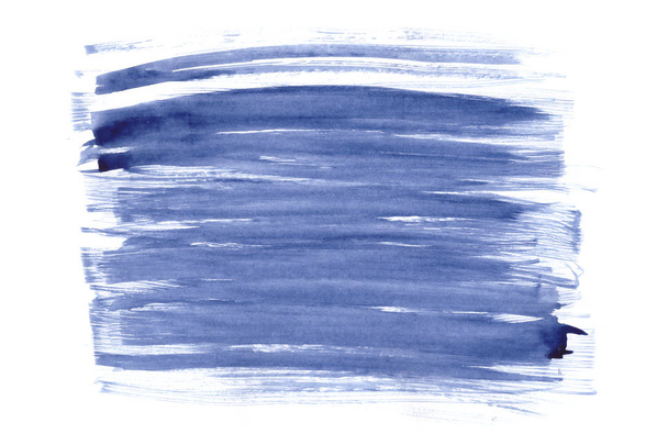 blaues Aquarell handgezeichnete Linie gestreift isoliert Fleck auf weißem Hintergrund für Tapete, Text-Design. helle Vorlage Papier Textur Streifen Illustration Klebeelement für Karte, Druck, Tag - Foto, Bild