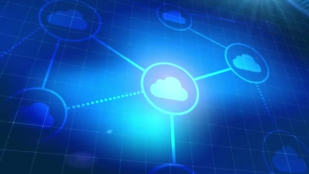 felhő-adatok ikon kék animáció digitális elemek technológiai háttér - Felvétel, videó