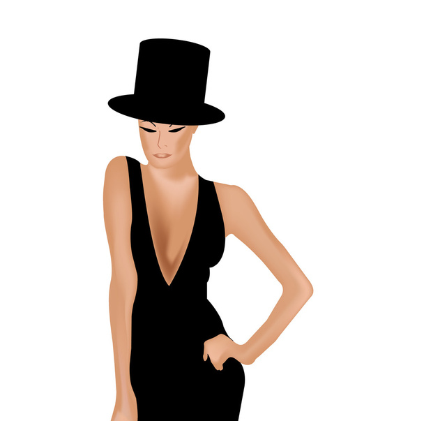 Элегантная женщина маленькое черное коктейльное платье
 - Вектор,изображение