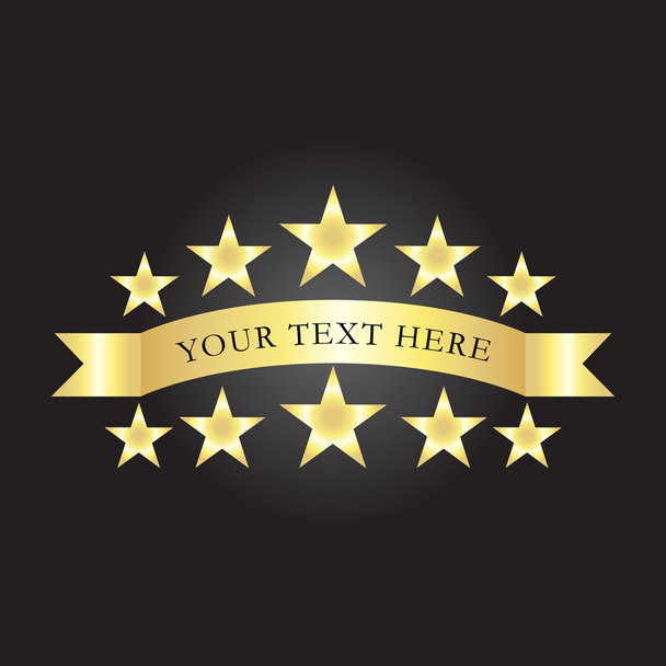 Vector background with gold stars and ribbon - Vector, imagen