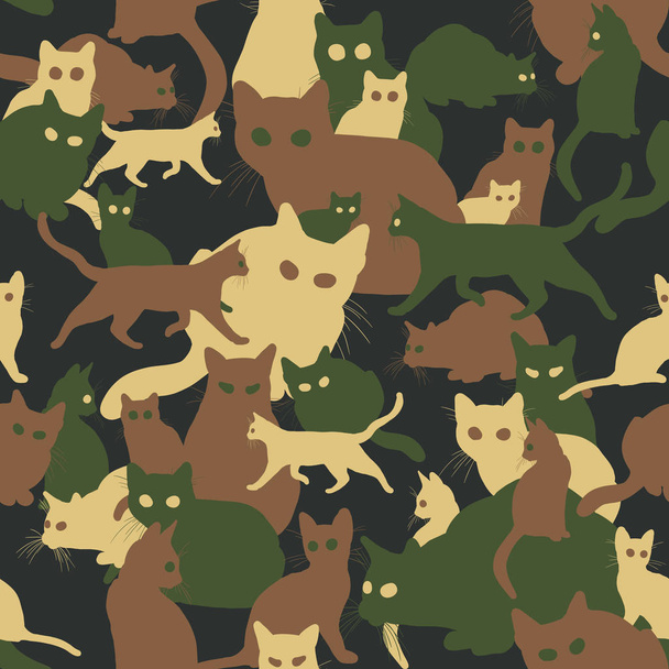 Seamless camouflage with cats - Vektor, kép