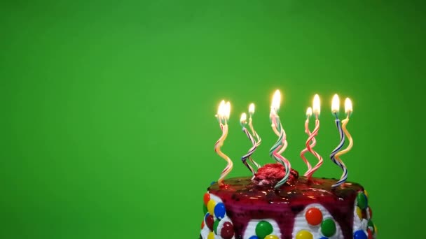 happy birthday cake green background - Footage, Video