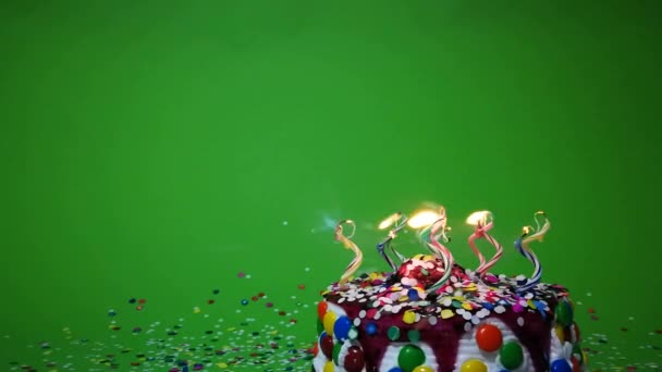 Všechno nejlepší k narozeninám dort zelené pozadí - Záběry, video